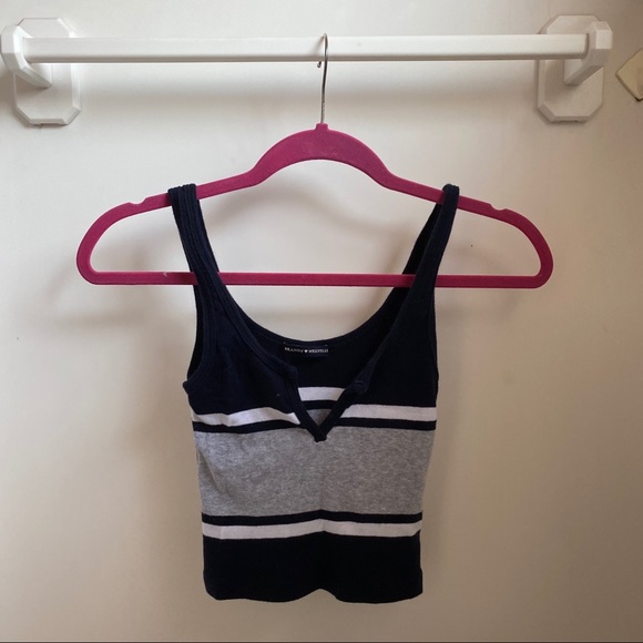 Brandy Melville Navy/Gray/White V Neck Tank - Picture 3 of 10